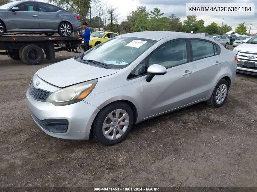 2014 Kia Rio Lx VIN: KNADM4A32E6364184 Lot: 40471453