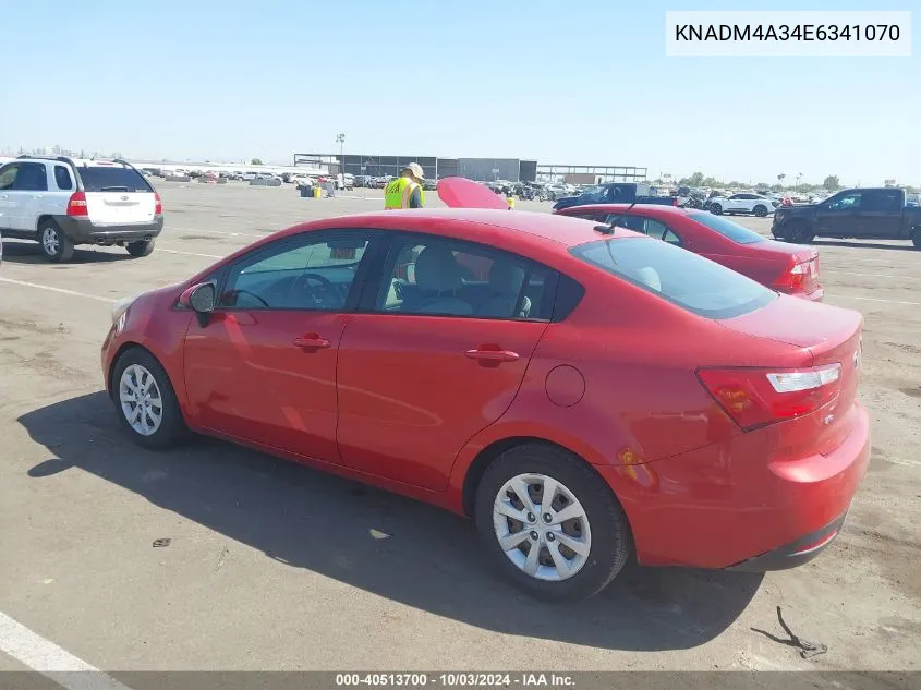 2014 Kia Rio Lx VIN: KNADM4A34E6341070 Lot: 40513700