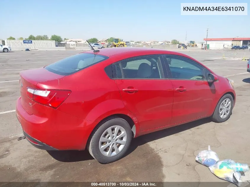 2014 Kia Rio Lx VIN: KNADM4A34E6341070 Lot: 40513700