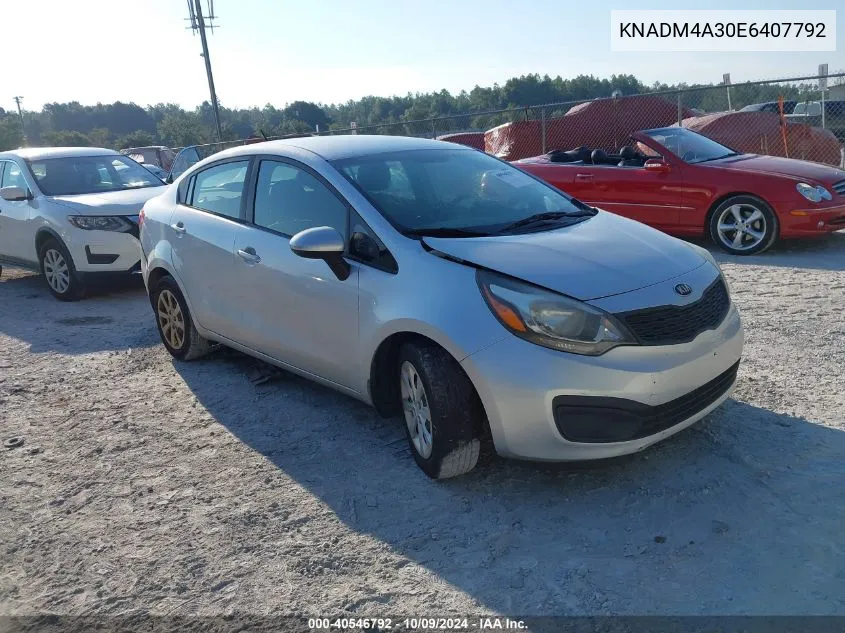 2014 Kia Rio Lx VIN: KNADM4A30E6407792 Lot: 40546792