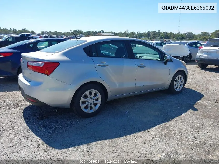 2014 Kia Rio Lx VIN: KNADM4A38E6365002 Lot: 40696331