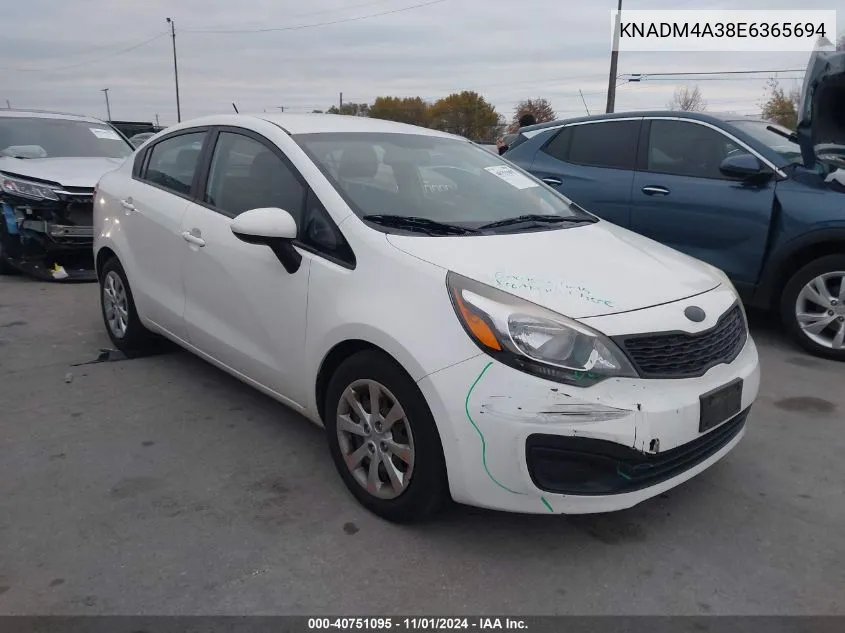 2014 Kia Rio Lx VIN: KNADM4A38E6365694 Lot: 40751095