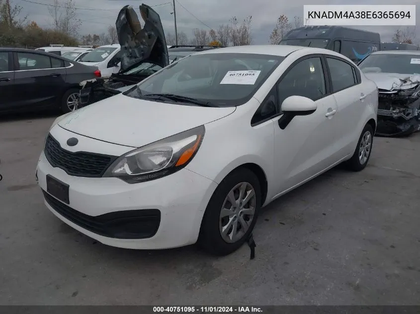 2014 Kia Rio Lx VIN: KNADM4A38E6365694 Lot: 40751095