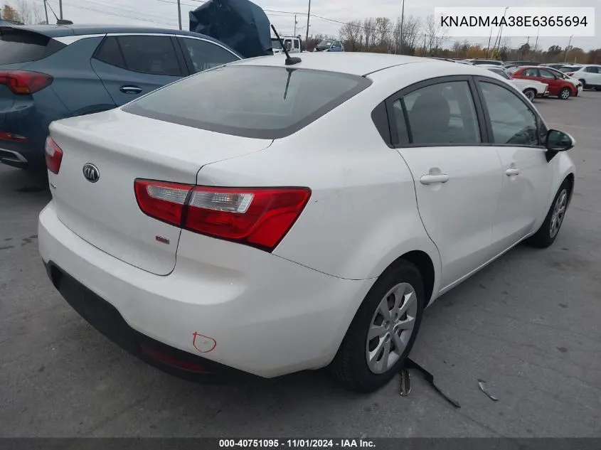 2014 Kia Rio Lx VIN: KNADM4A38E6365694 Lot: 40751095