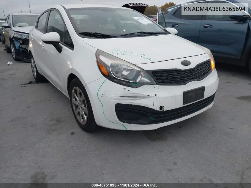 2014 Kia Rio Lx VIN: KNADM4A38E6365694 Lot: 40751095