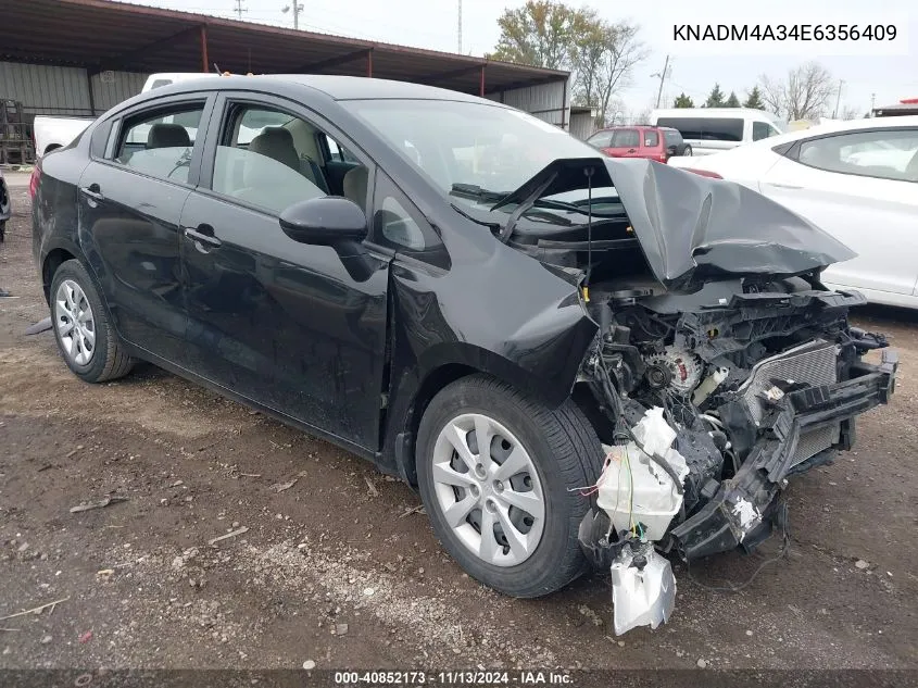 2014 Kia Rio Lx VIN: KNADM4A34E6356409 Lot: 40852173