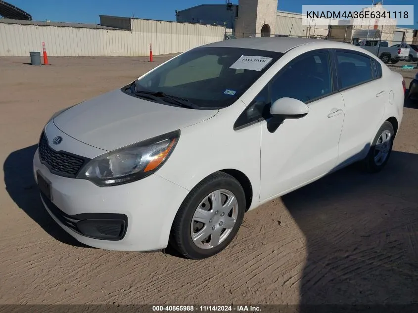 2014 Kia Rio Lx VIN: KNADM4A36E6341118 Lot: 40865988