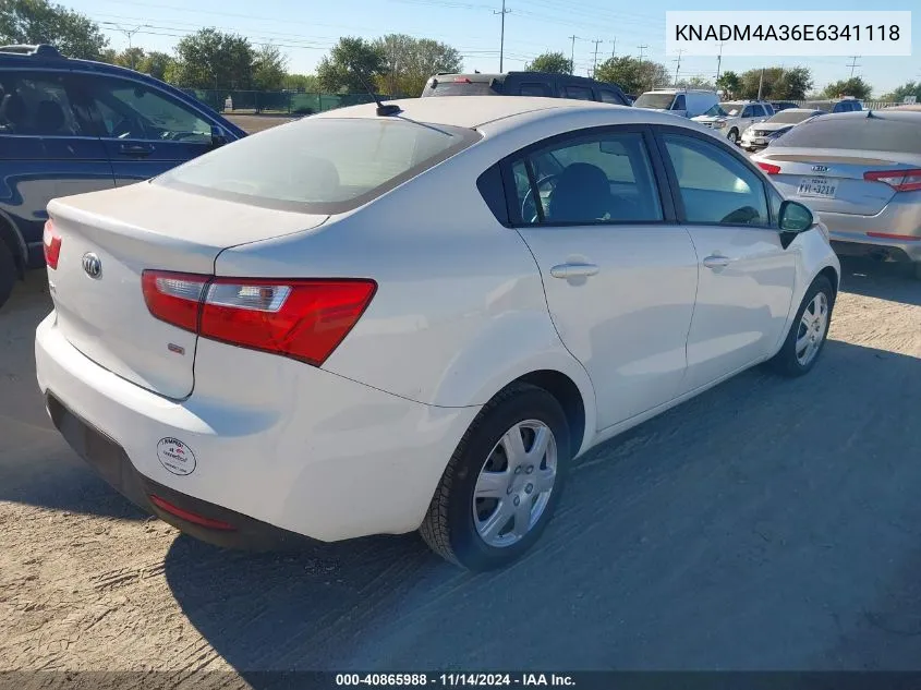 2014 Kia Rio Lx VIN: KNADM4A36E6341118 Lot: 40865988