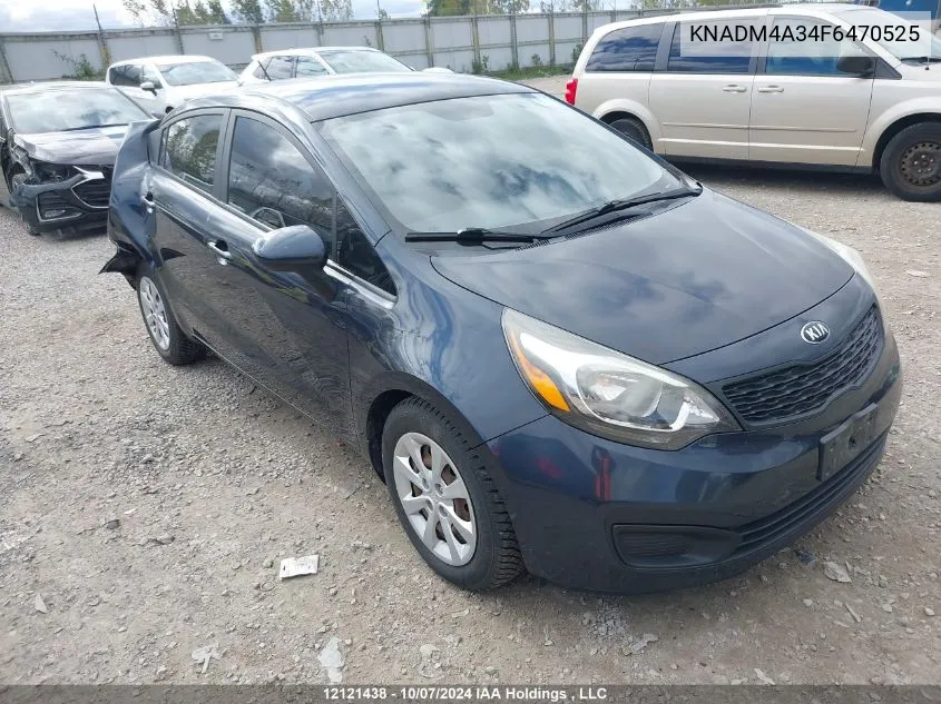 2015 Kia Rio VIN: KNADM4A34F6470525 Lot: 12121438