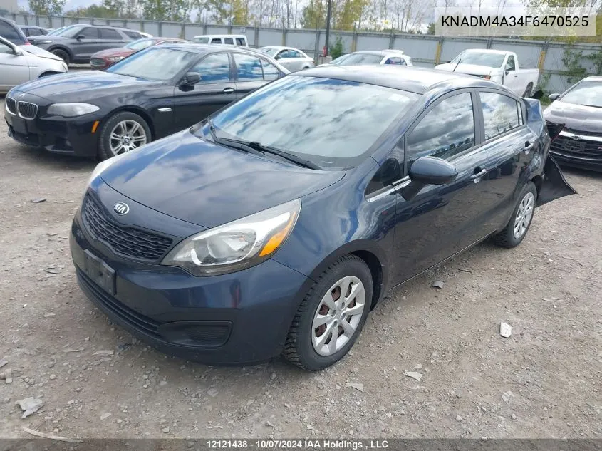 2015 Kia Rio VIN: KNADM4A34F6470525 Lot: 12121438