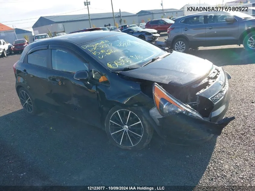 2015 Kia Rio Ex/Sx VIN: KNADN5A37F6980922 Lot: 12123077