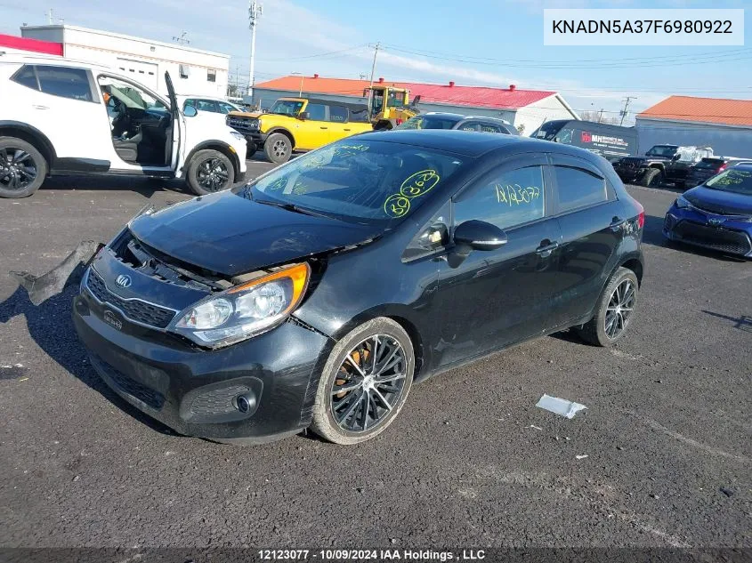 2015 Kia Rio Ex/Sx VIN: KNADN5A37F6980922 Lot: 12123077