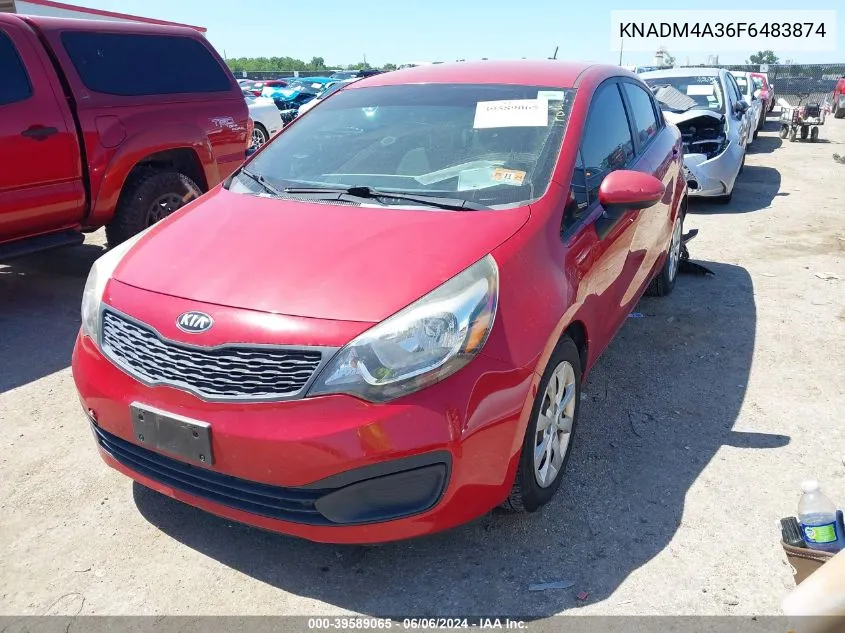 2015 Kia Rio Lx VIN: KNADM4A36F6483874 Lot: 39589065