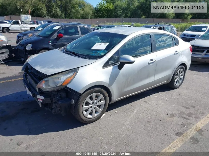 2015 Kia Rio Lx VIN: KNADM4A34F6504155 Lot: 40151155