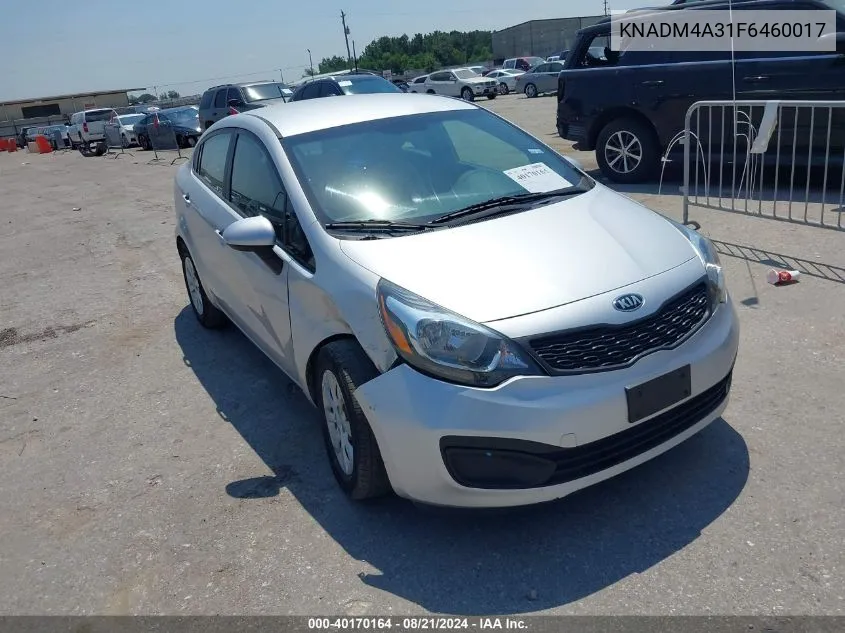 2015 Kia Rio Lx VIN: KNADM4A31F6460017 Lot: 40170164