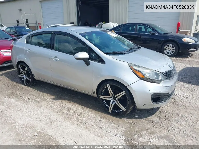 2015 Kia Rio Lx VIN: KNADM4A34F6520839 Lot: 40383314