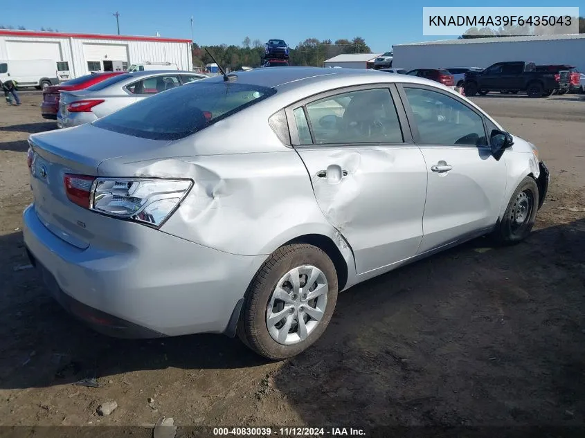 2015 Kia Rio Lx VIN: KNADM4A39F6435043 Lot: 40830039