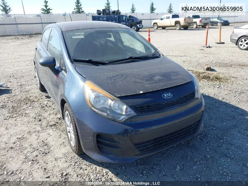 2016 Kia Rio VIN: KNADM5A30G6559905 Lot: 12093630