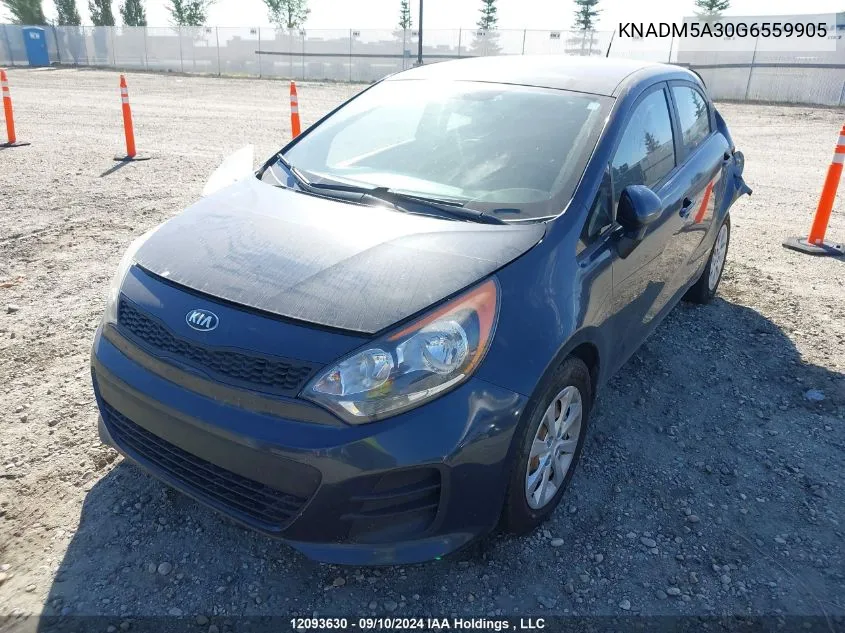 2016 Kia Rio VIN: KNADM5A30G6559905 Lot: 12093630