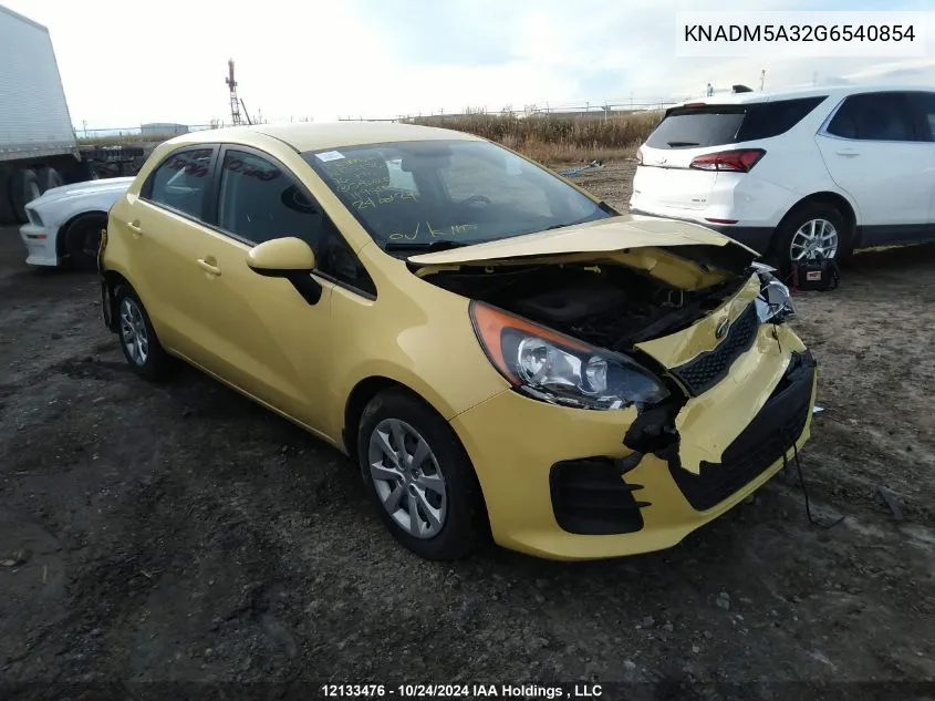 2016 Kia Rio Lx VIN: KNADM5A32G6540854 Lot: 12133476