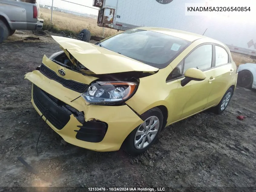 2016 Kia Rio Lx VIN: KNADM5A32G6540854 Lot: 12133476