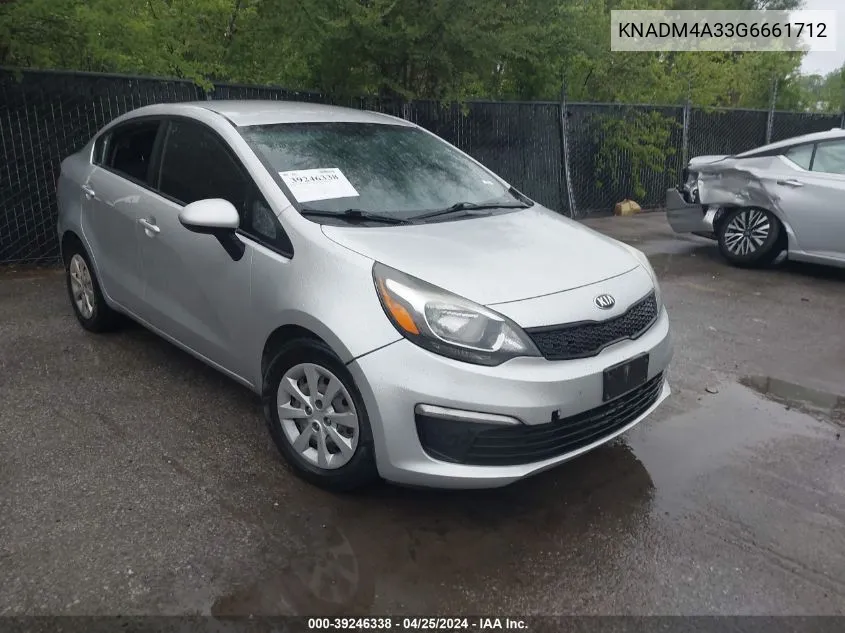 2016 Kia Rio Lx VIN: KNADM4A33G6661712 Lot: 39246338