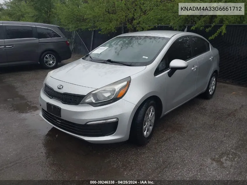 2016 Kia Rio Lx VIN: KNADM4A33G6661712 Lot: 39246338