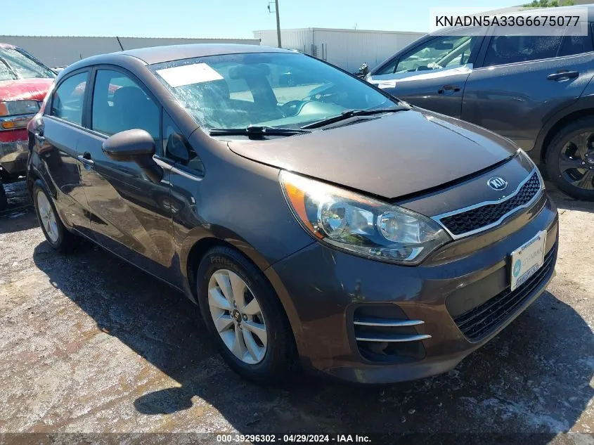 2016 Kia Rio Ex VIN: KNADN5A33G6675077 Lot: 39296302