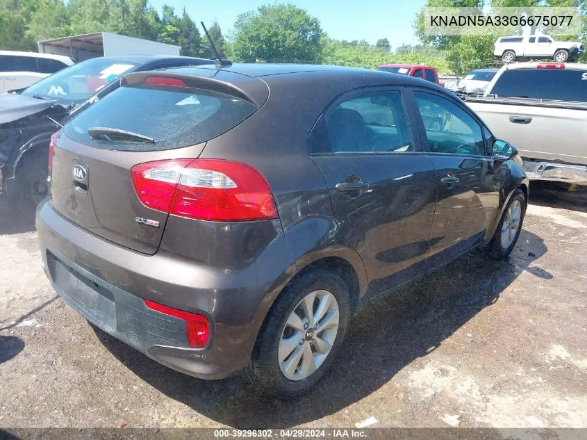 2016 Kia Rio Ex VIN: KNADN5A33G6675077 Lot: 39296302