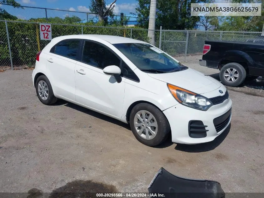 2016 Kia Rio Lx VIN: KNADM5A38G6625679 Lot: 39298566