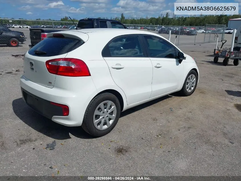 2016 Kia Rio Lx VIN: KNADM5A38G6625679 Lot: 39298566