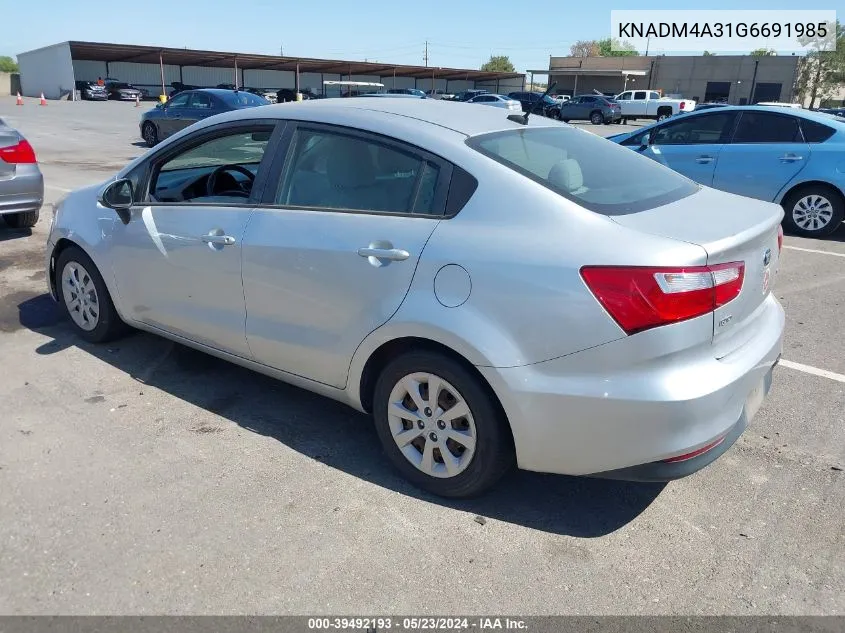 2016 Kia Rio Lx VIN: KNADM4A31G6691985 Lot: 39492193