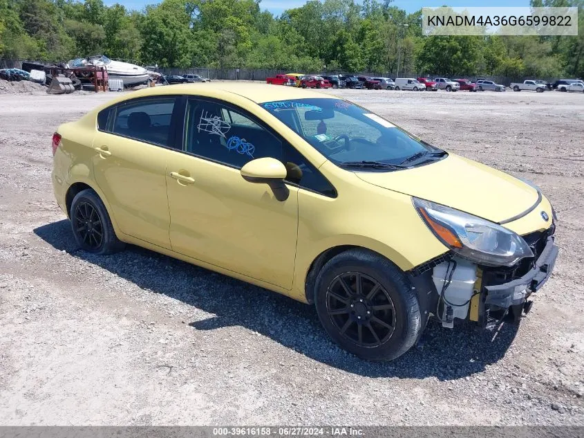 2016 Kia Rio Lx VIN: KNADM4A36G6599822 Lot: 39616158