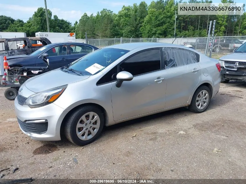 2016 Kia Rio Lx VIN: KNADM4A33G6676890 Lot: 39619695