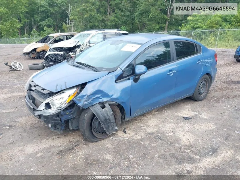 2016 Kia Rio Lx VIN: KNADM4A39G6645594 Lot: 39858906