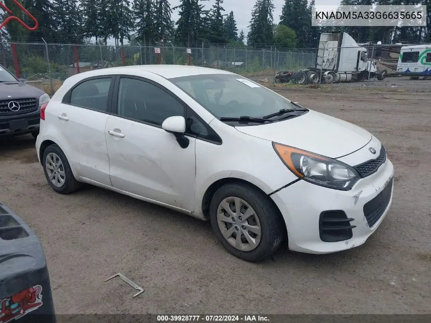 2016 Kia Rio Lx VIN: KNADM5A33G6635665 Lot: 39928777