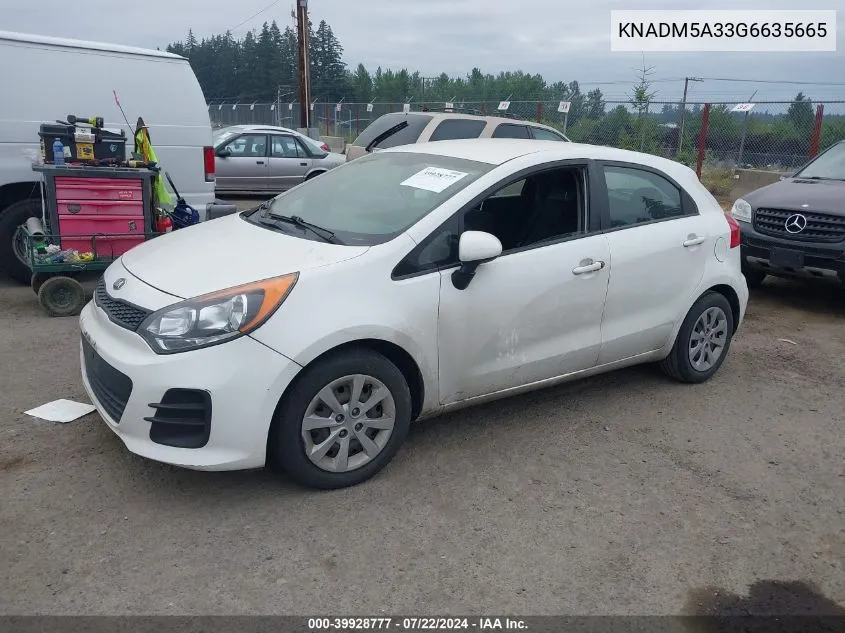 2016 Kia Rio Lx VIN: KNADM5A33G6635665 Lot: 39928777