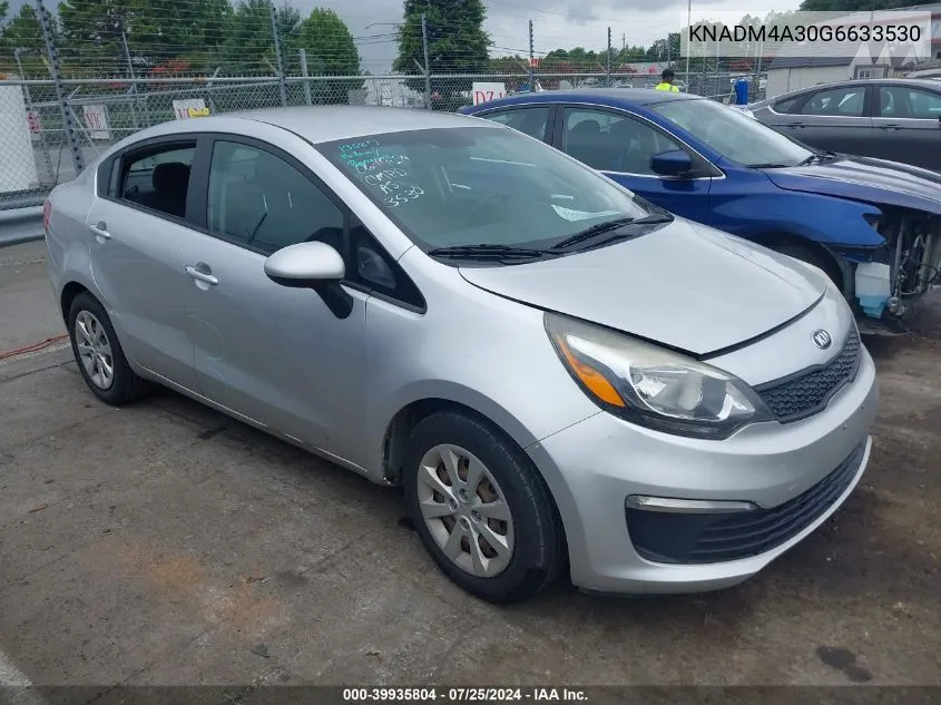 2016 Kia Rio Lx VIN: KNADM4A30G6633530 Lot: 39935804