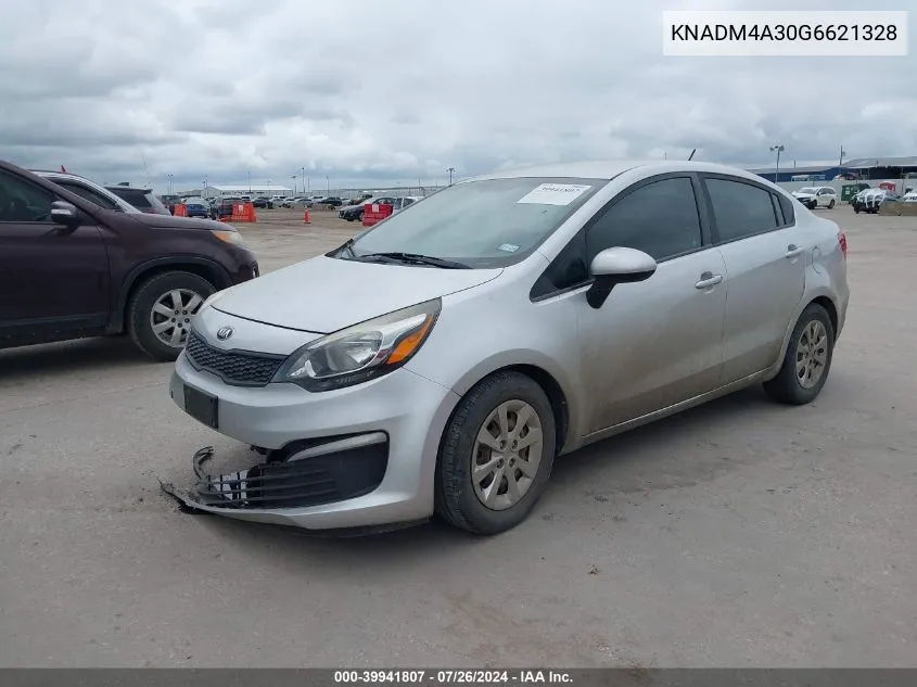 2016 Kia Rio Lx VIN: KNADM4A30G6621328 Lot: 39941807