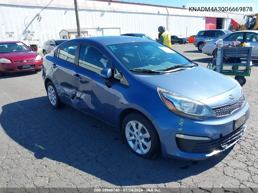 2016 Kia Rio Lx VIN: KNADM4A30G6669878 Lot: 39946740