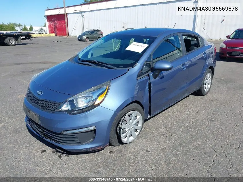 2016 Kia Rio Lx VIN: KNADM4A30G6669878 Lot: 39946740