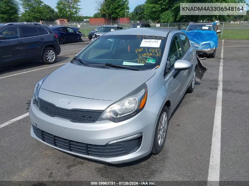 2016 Kia Rio Lx VIN: KNADM4A33G6548164 Lot: 39963751