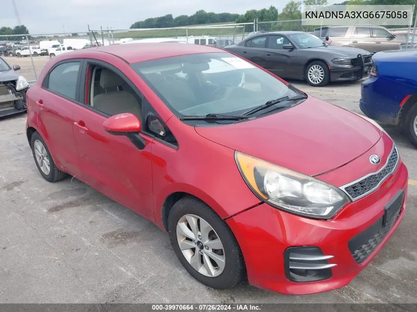 2016 Kia Rio Ex VIN: KNADN5A3XG6675058 Lot: 39970664