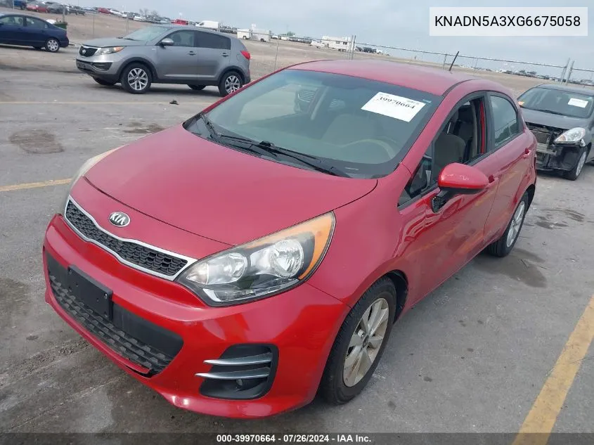 2016 Kia Rio Ex VIN: KNADN5A3XG6675058 Lot: 39970664