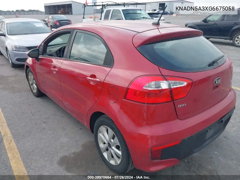 2016 Kia Rio Ex VIN: KNADN5A3XG6675058 Lot: 39970664