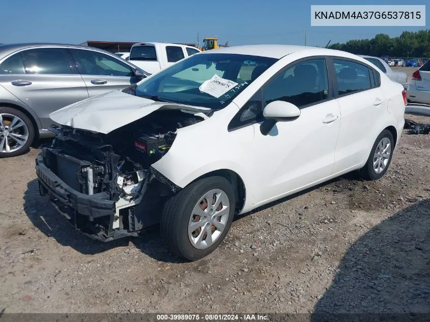 2016 Kia Rio Lx VIN: KNADM4A37G6537815 Lot: 39989075