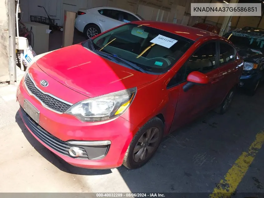 2016 Kia Rio Ex VIN: KNADN4A37G6586851 Lot: 40032289