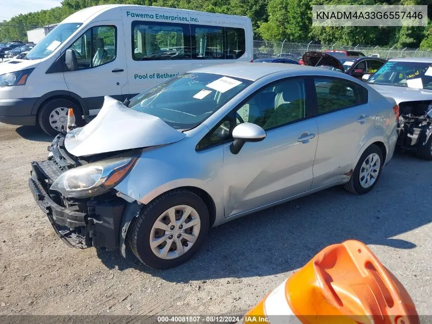 2016 Kia Rio Lx VIN: KNADM4A33G6557446 Lot: 40081807