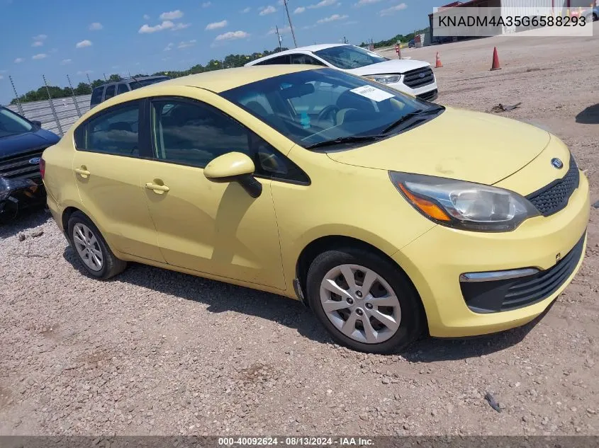 2016 Kia Rio Lx VIN: KNADM4A35G6588293 Lot: 40092624