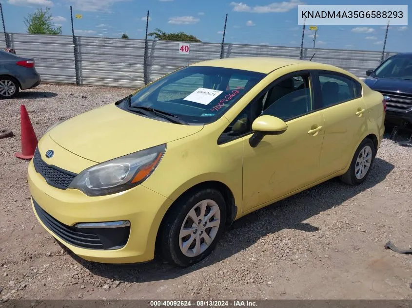 2016 Kia Rio Lx VIN: KNADM4A35G6588293 Lot: 40092624